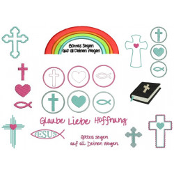 Stickserie - Christliche Symbole zur Taufe - christliche Motive